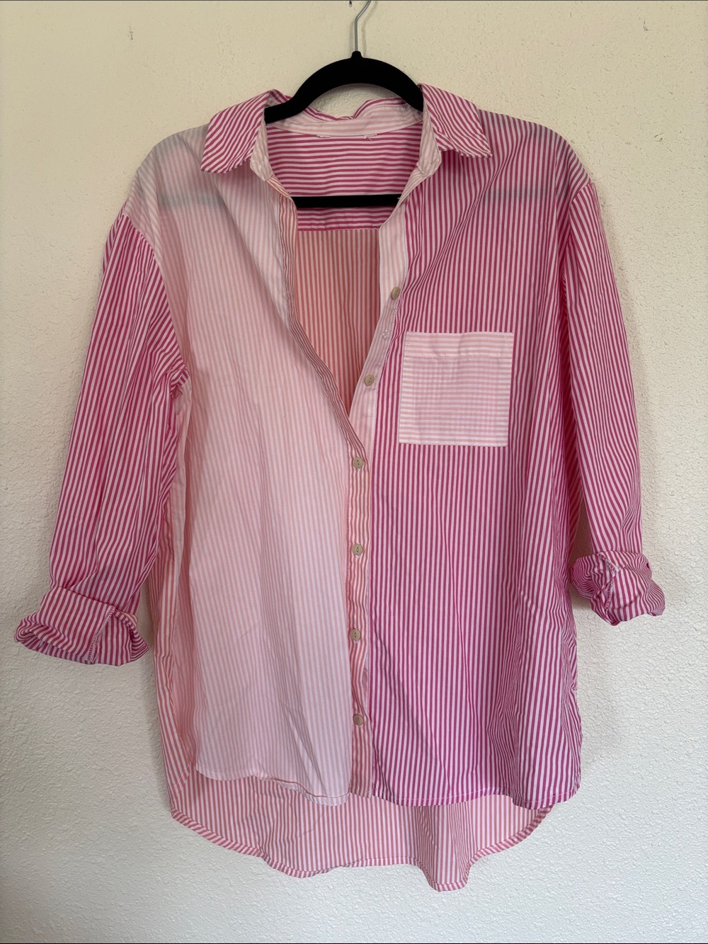 Vtg Poplin pink striped - Picture 3 of 5